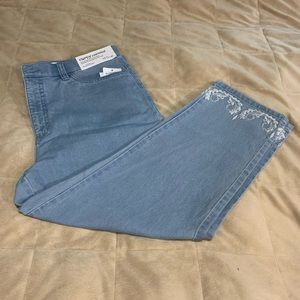 New w/t Northern Reflections Curvy Essential Chambray Crop Pants, Size 12